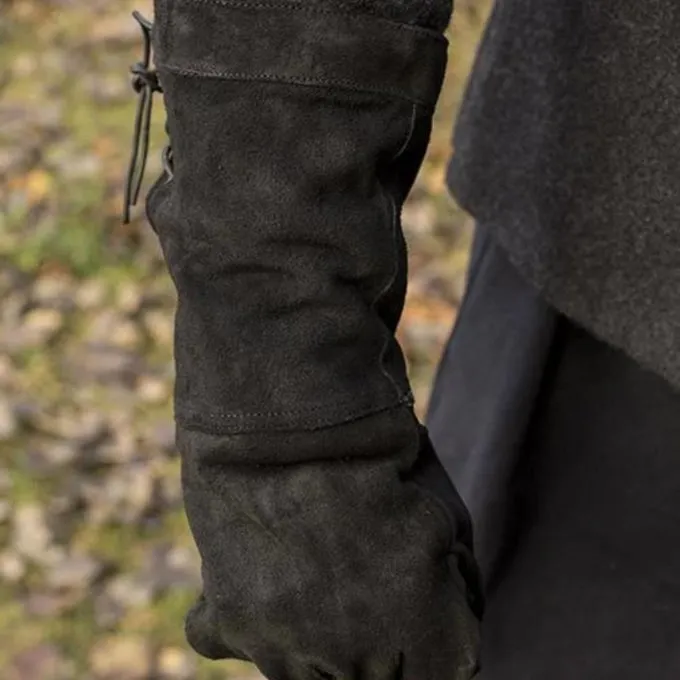 Epic Armoury Gants De Combat En Cuir Suède, Noir 2 Epic Armoury Gants De Combat En Cuir Suède, Noir – Image 2