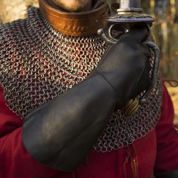 Epic Armoury Gants Médiévaux En Cuir, Noirs 2 Epic Armoury Gants Médiévaux En Cuir, Noirs – Image 2