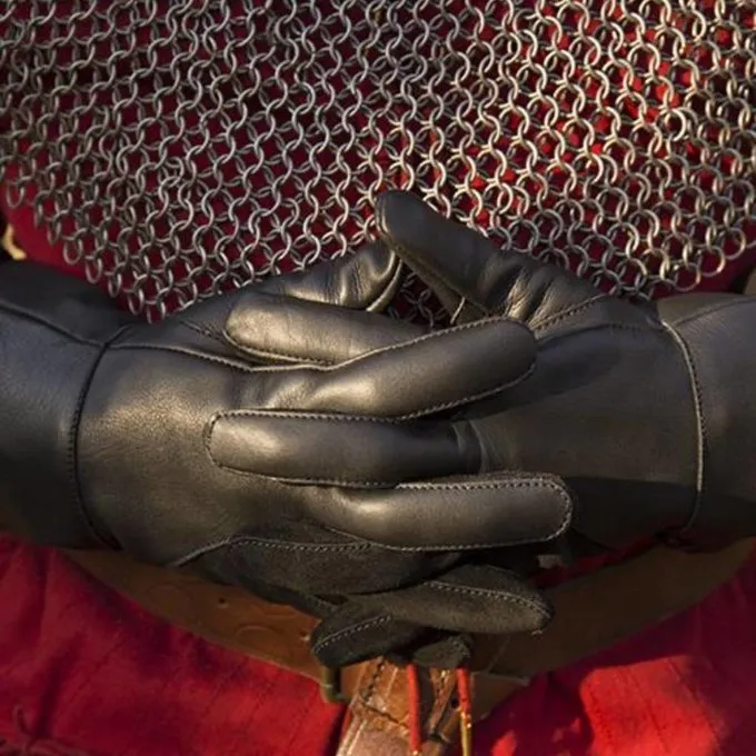 Epic Armoury Gants Médiévaux En Cuir, Noirs 4 Epic Armoury Gants Médiévaux En Cuir, Noirs – Image 4