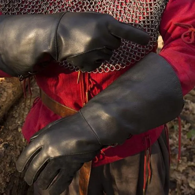 Epic Armoury Gants Médiévaux En Cuir, Noirs 1 Epic Armoury Gants Médiévaux En Cuir, Noirs